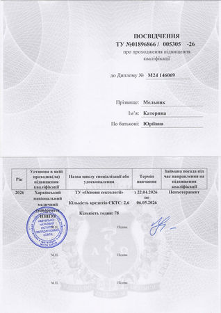Катерина Мельник, клінічний психолог, психотерапевт